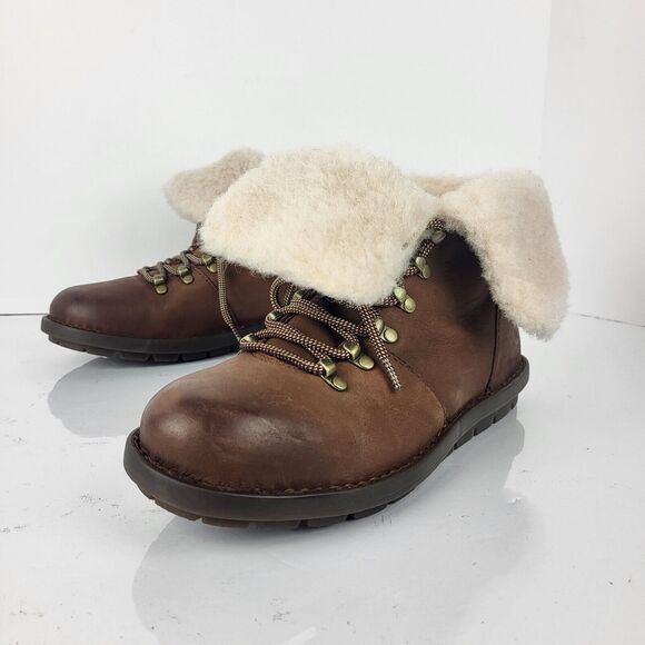 Born Blaine Shearling waterproof Ankle Boots Brown Leather Size 8 M - Picture 1 of 16